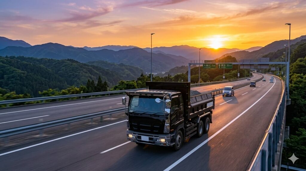 高速道路を走るダンプ